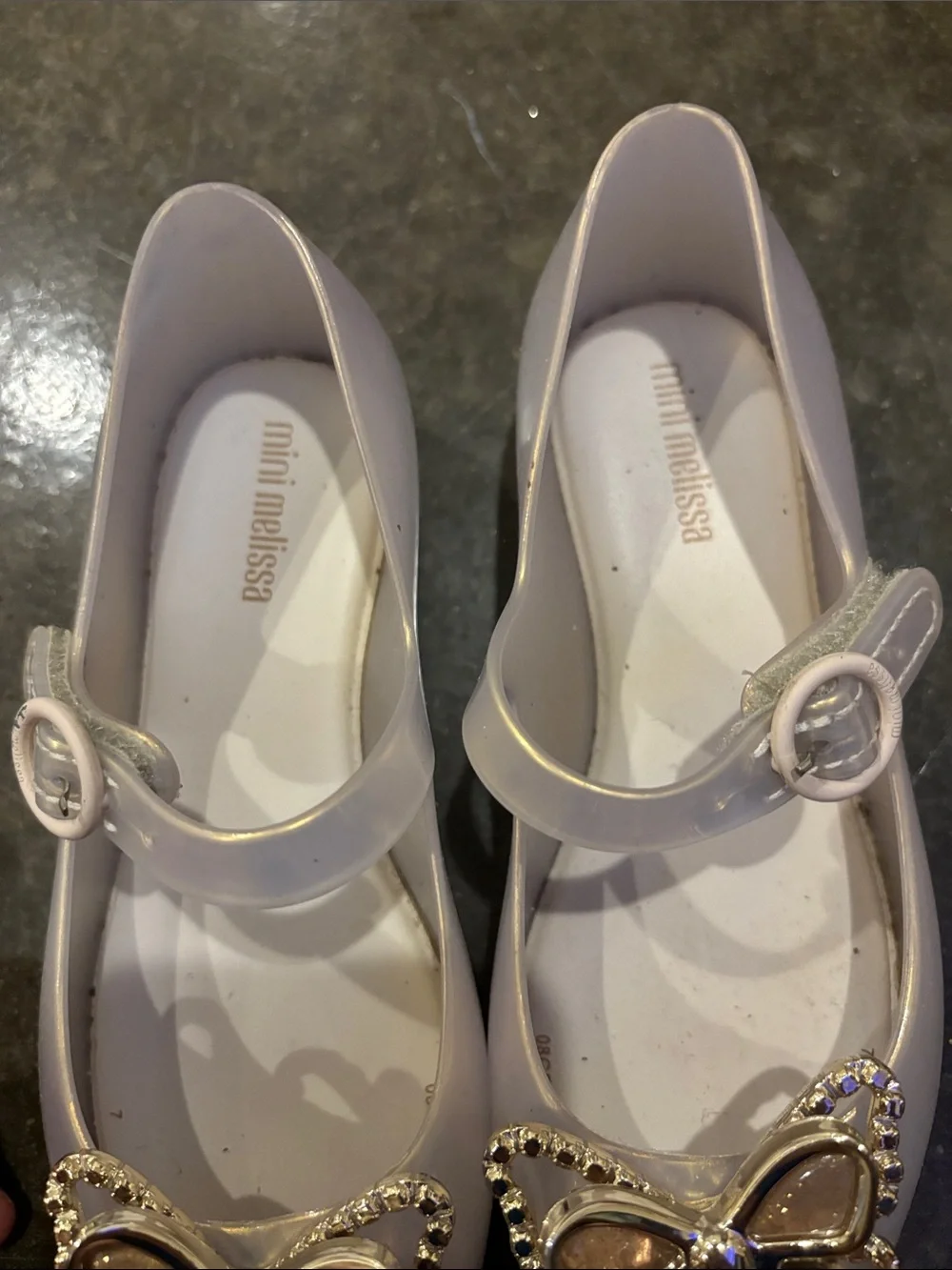 Melissa Girls' Mary Jane Jelly Shoes with Gold Butterfly - Light Lavender